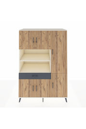 Kronos Dolap 10 Raflı Tek Çekmeceli 6 Kapaklı 132x59x195 Aytaşı-Çam/Antrasit