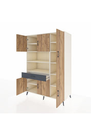 Kronos Dolap 10 Raflı Tek Çekmeceli 6 Kapaklı 132x59x195 Aytaşı-Çam/Antrasit