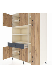 Kronos Dolap 10 Raflı Tek Çekmeceli 6 Kapaklı 132x59x195 Aytaşı-Çam/Antrasit