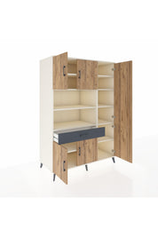 Kronos Dolap 10 Raflı Tek Çekmeceli 6 Kapaklı 132x59x195 Aytaşı-Çam/Antrasit