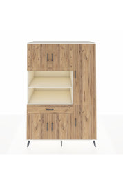 Kronos Dolap 10 Raflı Tek Çekmeceli 6 Kapaklı 132x59x195 Aytaşı-Çam/Çam