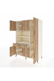 Kronos Dolap 10 Raflı Tek Çekmeceli 6 Kapaklı 132x59x195 Aytaşı-Çam/Çam