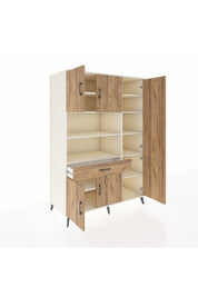 Kronos Dolap 10 Raflı Tek Çekmeceli 6 Kapaklı 132x59x195 Aytaşı-Çam/Çam