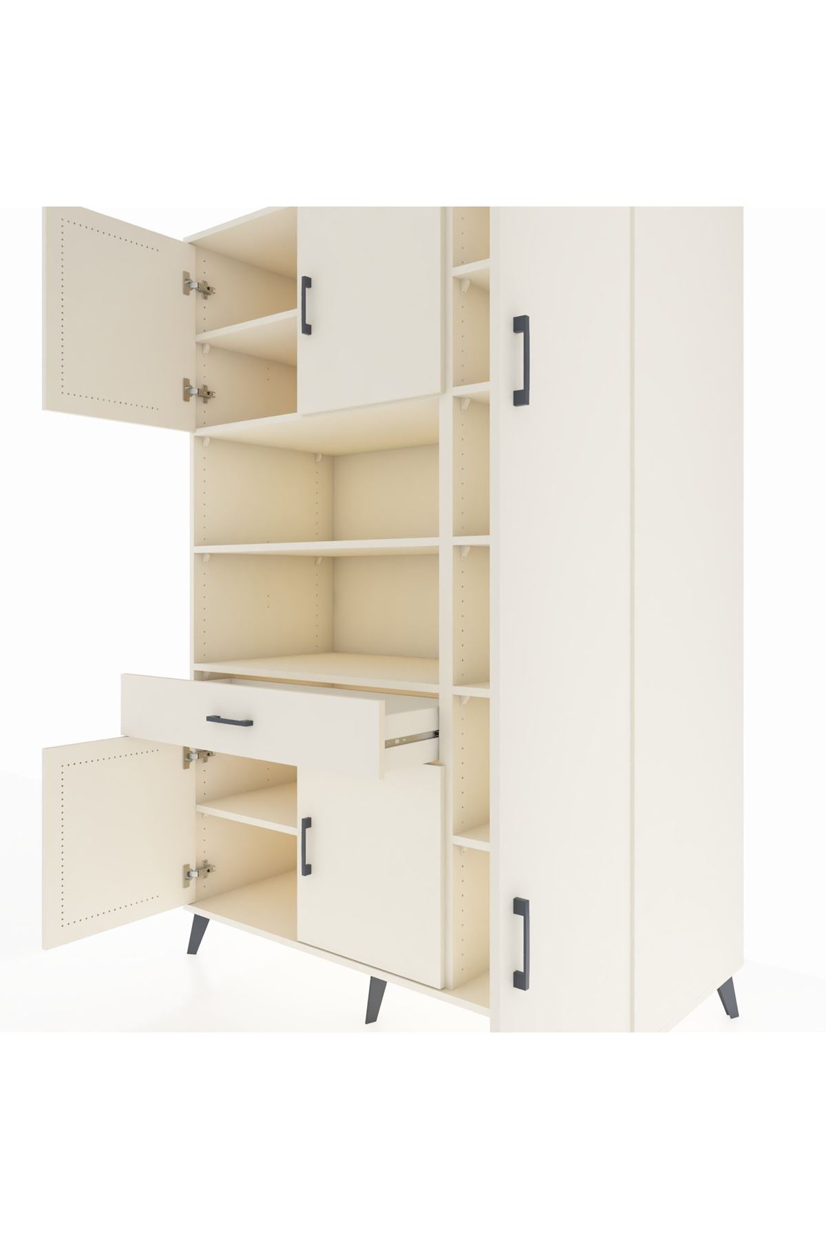 Kronos Dolap 10 Raflı Tek Çekmeceli 6 Kapaklı 132x59x195 Aytaşı-Aytaşı/Aytaşı