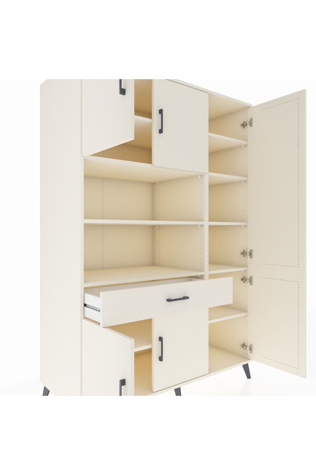 Kronos Dolap 10 Raflı Tek Çekmeceli 6 Kapaklı 132x59x195 Aytaşı-Aytaşı/Aytaşı