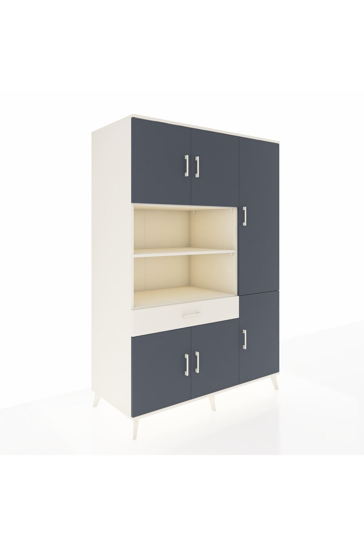 Kronos Dolap 10 Raflı Tek Çekmeceli 6 Kapaklı 132x59x195 Aytaşı-Antrasit/Aytaşı