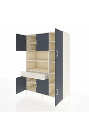 Kronos Dolap 10 Raflı Tek Çekmeceli 6 Kapaklı 132x59x195 Aytaşı-Antrasit/Aytaşı