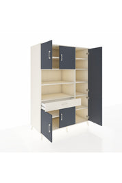 Kronos Dolap 10 Raflı Tek Çekmeceli 6 Kapaklı 132x59x195 Aytaşı-Antrasit/Aytaşı