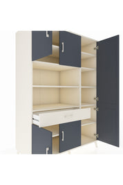 Kronos Dolap 10 Raflı Tek Çekmeceli 6 Kapaklı 132x59x195 Aytaşı-Antrasit/Aytaşı