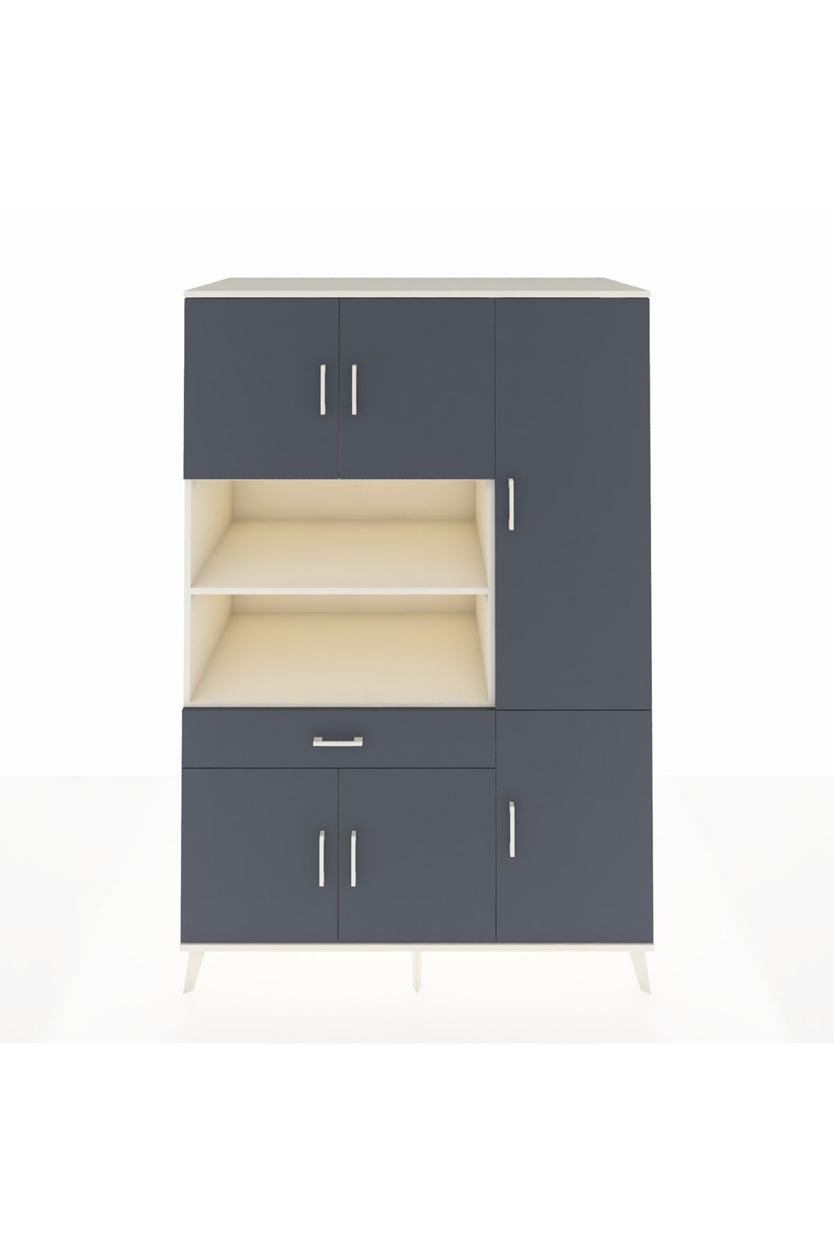 Kronos Dolap 10 Raflı Tek Çekmeceli 6 Kapaklı 132x59x195 Aytaşı-Antrasit/Antrasit