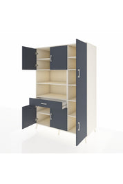 Kronos Dolap 10 Raflı Tek Çekmeceli 6 Kapaklı 132x59x195 Aytaşı-Antrasit/Antrasit