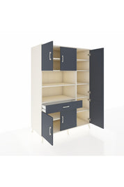 Kronos Dolap 10 Raflı Tek Çekmeceli 6 Kapaklı 132x59x195 Aytaşı-Antrasit/Antrasit