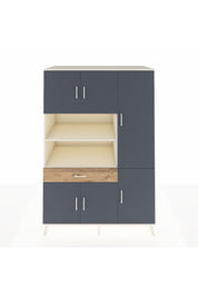 Kronos Dolap 10 Raflı Tek Çekmeceli 6 Kapaklı 132x59x195 Aytaşı-Antrasit/Çam