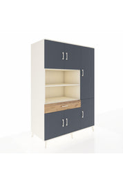 Kronos Dolap 10 Raflı Tek Çekmeceli 6 Kapaklı 132x59x195 Aytaşı-Antrasit/Çam