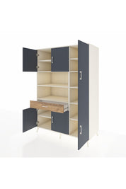 Kronos Dolap 10 Raflı Tek Çekmeceli 6 Kapaklı 132x59x195 Aytaşı-Antrasit/Çam