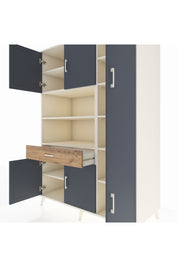 Kronos Dolap 10 Raflı Tek Çekmeceli 6 Kapaklı 132x59x195 Aytaşı-Antrasit/Çam