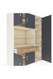 Kronos Dolap 10 Raflı Tek Çekmeceli 6 Kapaklı 132x59x195 Aytaşı-Antrasit/Çam