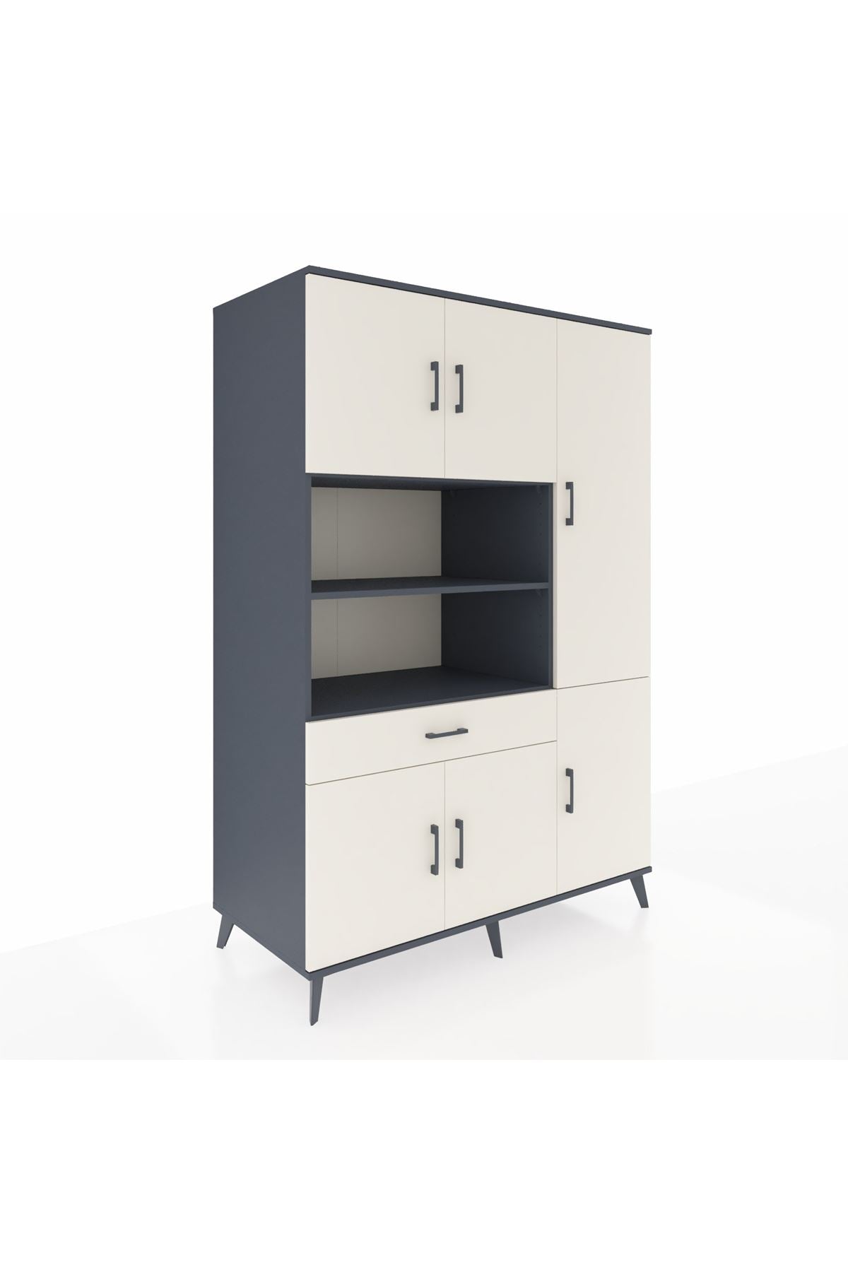 Kronos Dolap 10 Raflı Tek Çekmeceli 6 Kapaklı 132x59x195 Antrasit-Aytaşı/Aytaşı