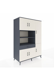 Kronos Dolap 10 Raflı Tek Çekmeceli 6 Kapaklı 132x59x195 Antrasit-Aytaşı/Antrasit