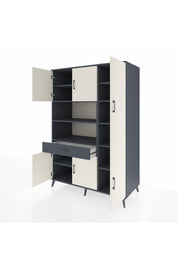 Kronos Dolap 10 Raflı Tek Çekmeceli 6 Kapaklı 132x59x195 Antrasit-Aytaşı/Antrasit