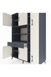 Kronos Dolap 10 Raflı Tek Çekmeceli 6 Kapaklı 132x59x195 Antrasit-Aytaşı/Antrasit