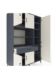 Kronos Dolap 10 Raflı Tek Çekmeceli 6 Kapaklı 132x59x195 Antrasit-Aytaşı/Antrasit