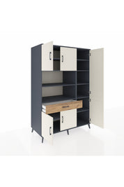 Kronos Dolap 10 Raflı Tek Çekmeceli 6 Kapaklı 132x59x195 Antrasit-Aytaşı/Çam