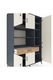 Kronos Dolap 10 Raflı Tek Çekmeceli 6 Kapaklı 132x59x195 Antrasit-Aytaşı/Çam