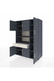 Kronos Dolap 10 Raflı Tek Çekmeceli 6 Kapaklı 132x59x195 Antrasit-Antrasit/Aytaşı