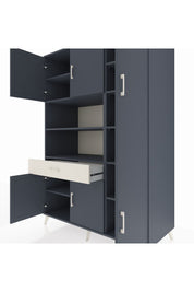 Kronos Dolap 10 Raflı Tek Çekmeceli 6 Kapaklı 132x59x195 Antrasit-Antrasit/Aytaşı