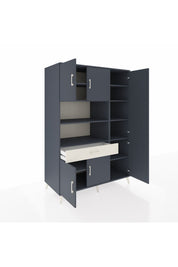 Kronos Dolap 10 Raflı Tek Çekmeceli 6 Kapaklı 132x59x195 Antrasit-Antrasit/Aytaşı