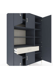 Kronos Dolap 10 Raflı Tek Çekmeceli 6 Kapaklı 132x59x195 Antrasit-Antrasit/Aytaşı