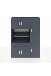 Kronos Dolap 10 Raflı Tek Çekmeceli 6 Kapaklı 132x59x195 Antrasit-Antrasit/Antrasit