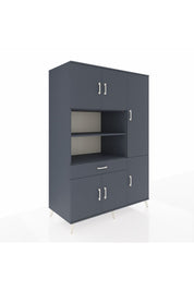 Kronos Dolap 10 Raflı Tek Çekmeceli 6 Kapaklı 132x59x195 Antrasit-Antrasit/Antrasit