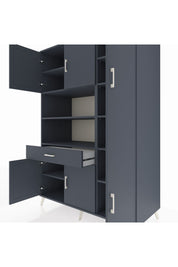 Kronos Dolap 10 Raflı Tek Çekmeceli 6 Kapaklı 132x59x195 Antrasit-Antrasit/Antrasit