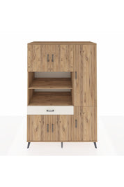 Kronos Dolap 10 Raflı Tek Çekmeceli 6 Kapaklı 132x59x195 Çam-Çam/Aytaşı