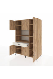 Kronos Dolap 10 Raflı Tek Çekmeceli 6 Kapaklı 132x59x195 Çam-Çam/Aytaşı