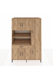 Kronos Dolap 10 Raflı Tek Çekmeceli 6 Kapaklı 132x59x195 Çam-Çam/Çam