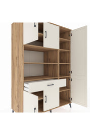 Kronos Dolap 10 Raflı Tek Çekmeceli 6 Kapaklı 132x59x195 Çam-Aytaşı/Aytaşı