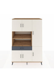 Kronos Dolap 10 Raflı Tek Çekmeceli 6 Kapaklı 132x59x195 Çam-Aytaşı/Antrasit