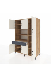 Kronos Dolap 10 Raflı Tek Çekmeceli 6 Kapaklı 132x59x195 Çam-Aytaşı/Antrasit