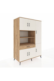 Kronos Dolap 10 Raflı Tek Çekmeceli 6 Kapaklı 132x59x195 Çam-Aytaşı/Çam