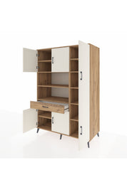 Kronos Dolap 10 Raflı Tek Çekmeceli 6 Kapaklı 132x59x195 Çam-Aytaşı/Çam