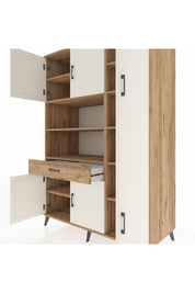 Kronos Dolap 10 Raflı Tek Çekmeceli 6 Kapaklı 132x59x195 Çam-Aytaşı/Çam