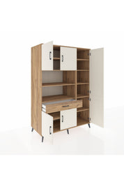 Kronos Dolap 10 Raflı Tek Çekmeceli 6 Kapaklı 132x59x195 Çam-Aytaşı/Çam