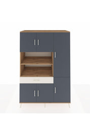 Kronos Dolap 10 Raflı Tek Çekmeceli 6 Kapaklı 132x59x195 Çam-Antrasit/Aytaşı