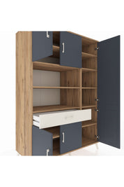 Kronos Dolap 10 Raflı Tek Çekmeceli 6 Kapaklı 132x59x195 Çam-Antrasit/Aytaşı