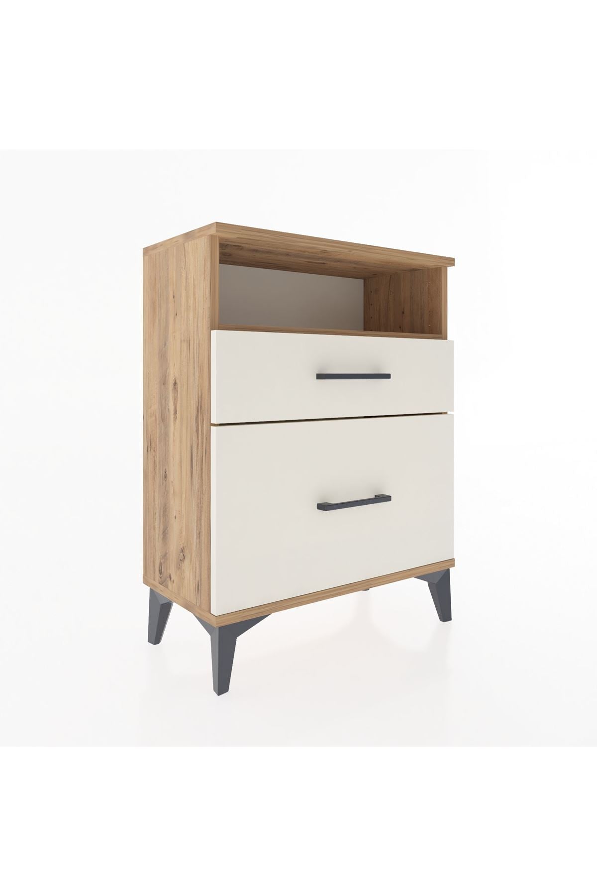 Arges Komodin Tek Raflı 2 Çekmeceli 60x30x80 - S13M006V7A