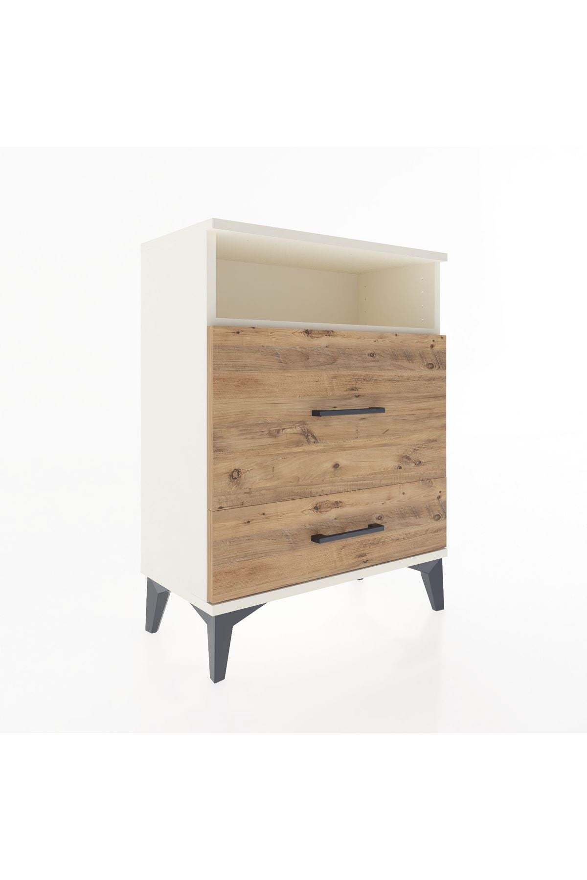 Arges Komodin Tek Raflı 2 Çekmeceli 60x30x80 - S13M007V3A