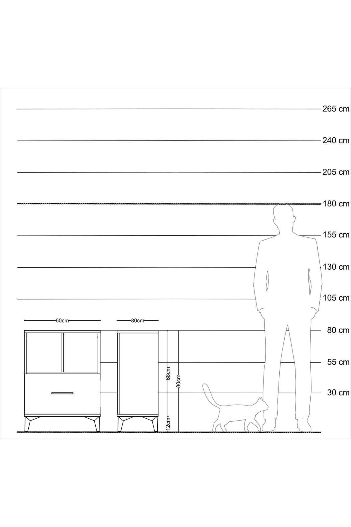 Arges Komodin Tek Raflı Tek Çekmeceli 60x30x80 - S13M011V6A
